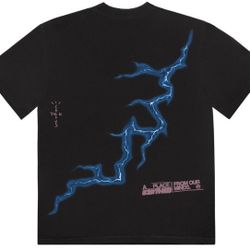 FRAGMENT × Travis Scott BLACK/BLUE "DANGER” Tee - Size M