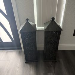 Large Decorative Metal Lanterns – Set of 2
