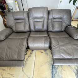 Power Leather Dual Reclinining Sofa With Power Headrest 82” Inch Long 
