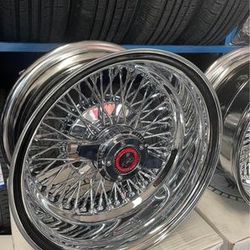 14x7 13x7 Wire wheels Gold/ Chrome 100 spokes/72 Spoke💰223 New Tires New Wheels