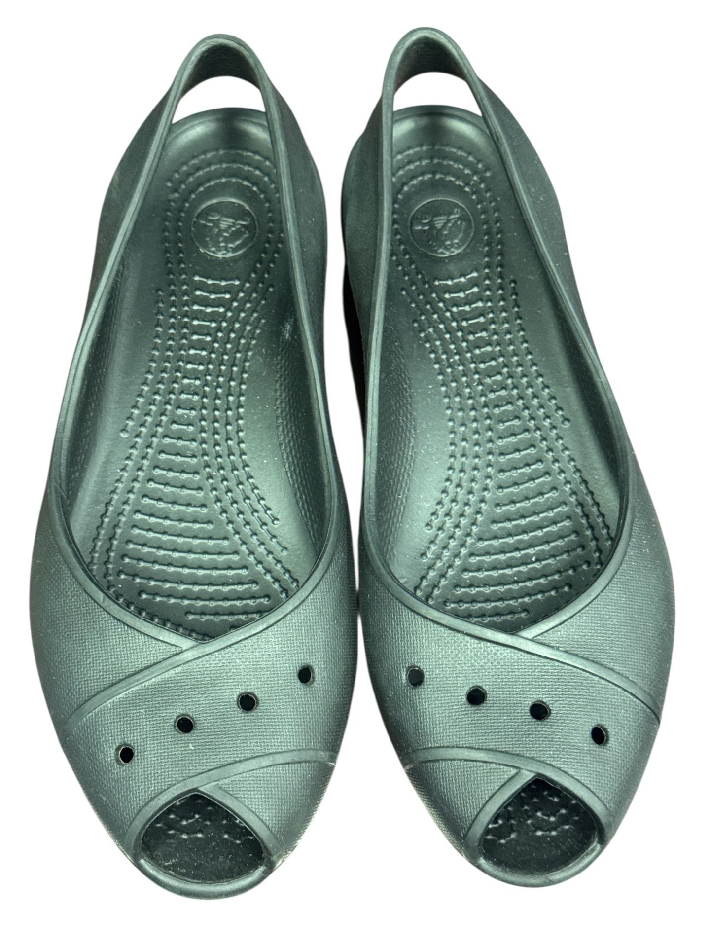 Women's Crocs Ballet Flats Slip On Kadee Black Closed Toe Shoes Size 8