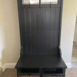 Hall Tree with Storage Drawers And Coat Hooks