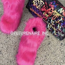 Pink Vegan Fur Boots 