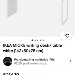 IKEA MICKE writing desk/ table white (142x50x75 cm)