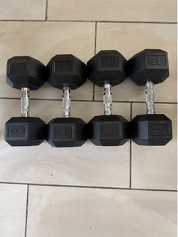 Dumbbells weights 45lbs-80$ 40-70$ rubber hex