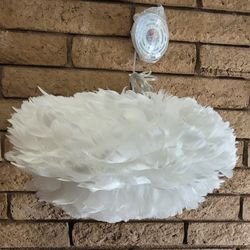 White Large Feather Pendant Light, Large 19.7" 