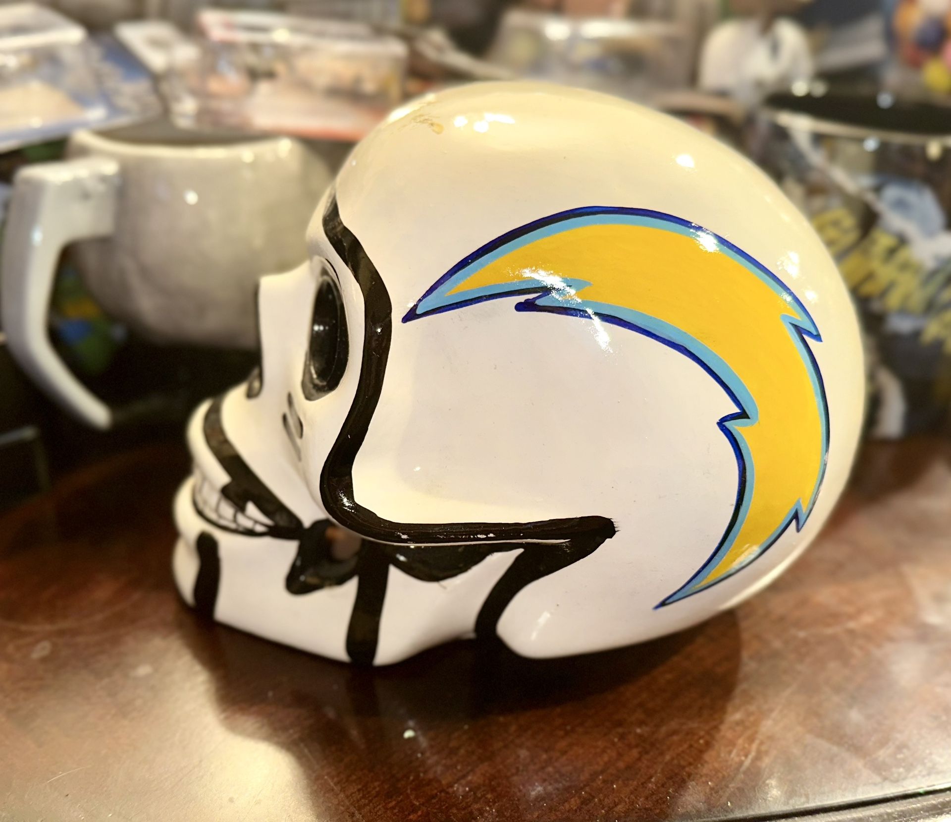 Los Angles Chargers Day of the Dead Potted Skull