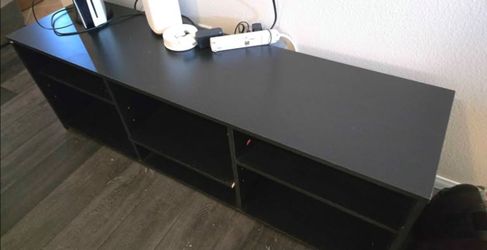 Dark Brown TV Stand with Open Shelves