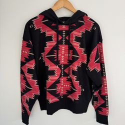 Size M Women’s Black and Red Aztec / Tribal Patterned Sweater Hoodie