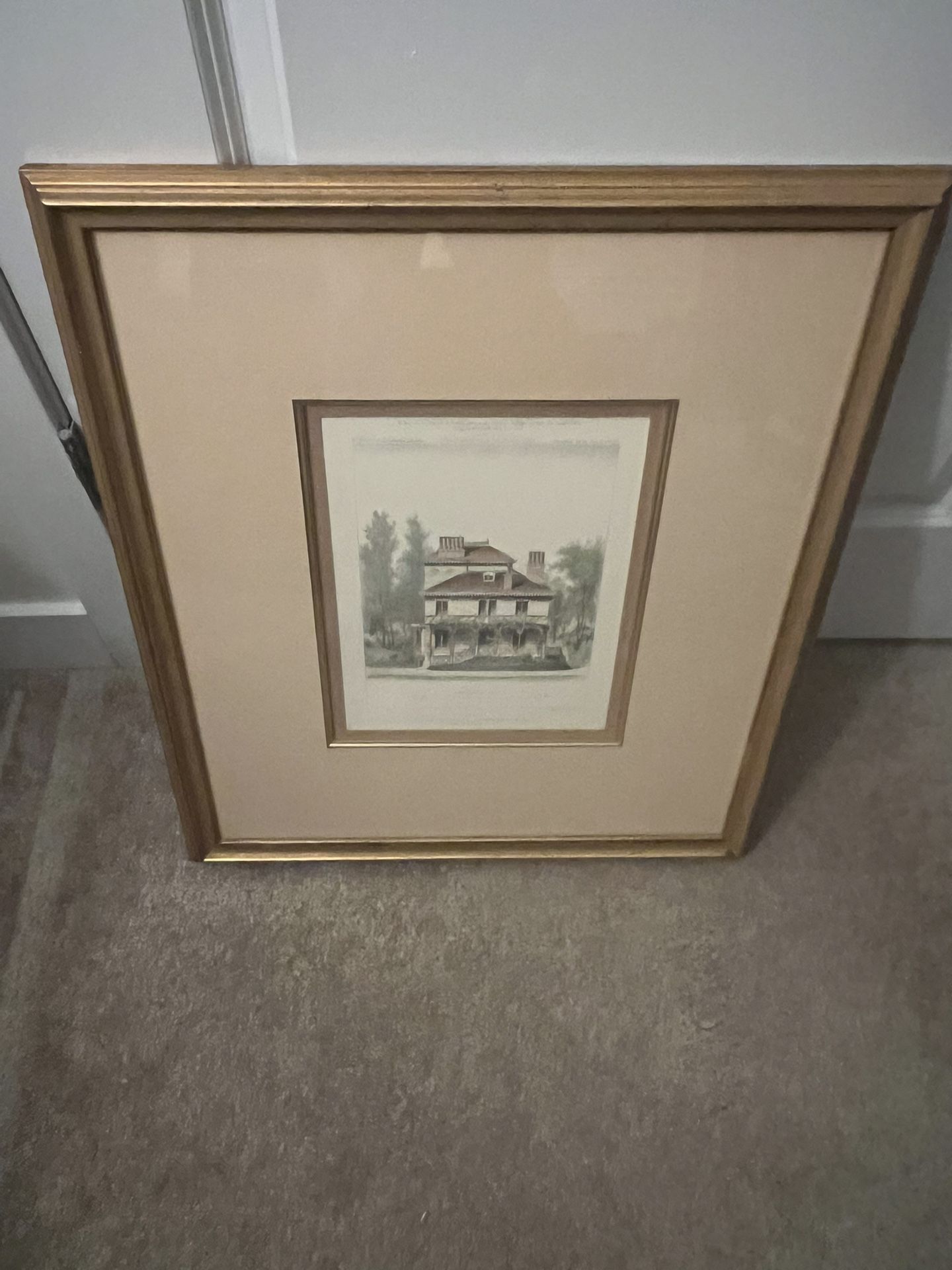 Vintage Art With Glass And Frame