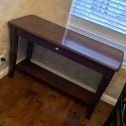 Console Desk Table Brown Wood 