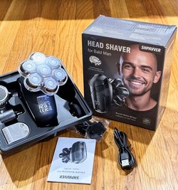 SHPAVVER 5 in 1 Electric Head Shaver for Bald Men, IPX7 Waterproof Grooming Kit, Turbo Speed Precision Blade, Ink Black