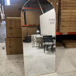 71''×31.25'' Full Length Arched Floor Mirror with Stand – Gold Frame – $75