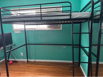 Loft bed and train table take both