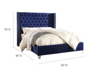 king blue velvet bed