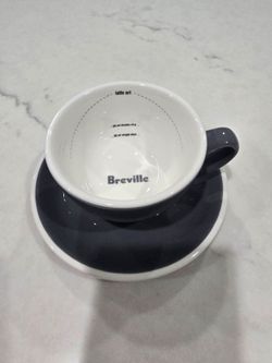 Breville Latte Art Cups & Saucers Set (2-Piece Pair) – Charcoal Gray
