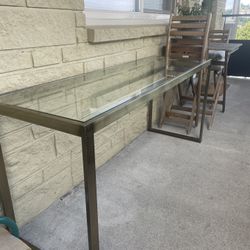 Brass And Glass Accent Console Table 