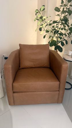 Pottery Barn Barrel Leather Swivel Chair