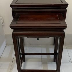Antique Solid Wood Asian-Style Nesting Tables