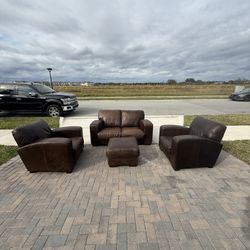 Italian Leather 4 Piece Couch Set 