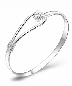 Silver plated Rose bracelet bangle