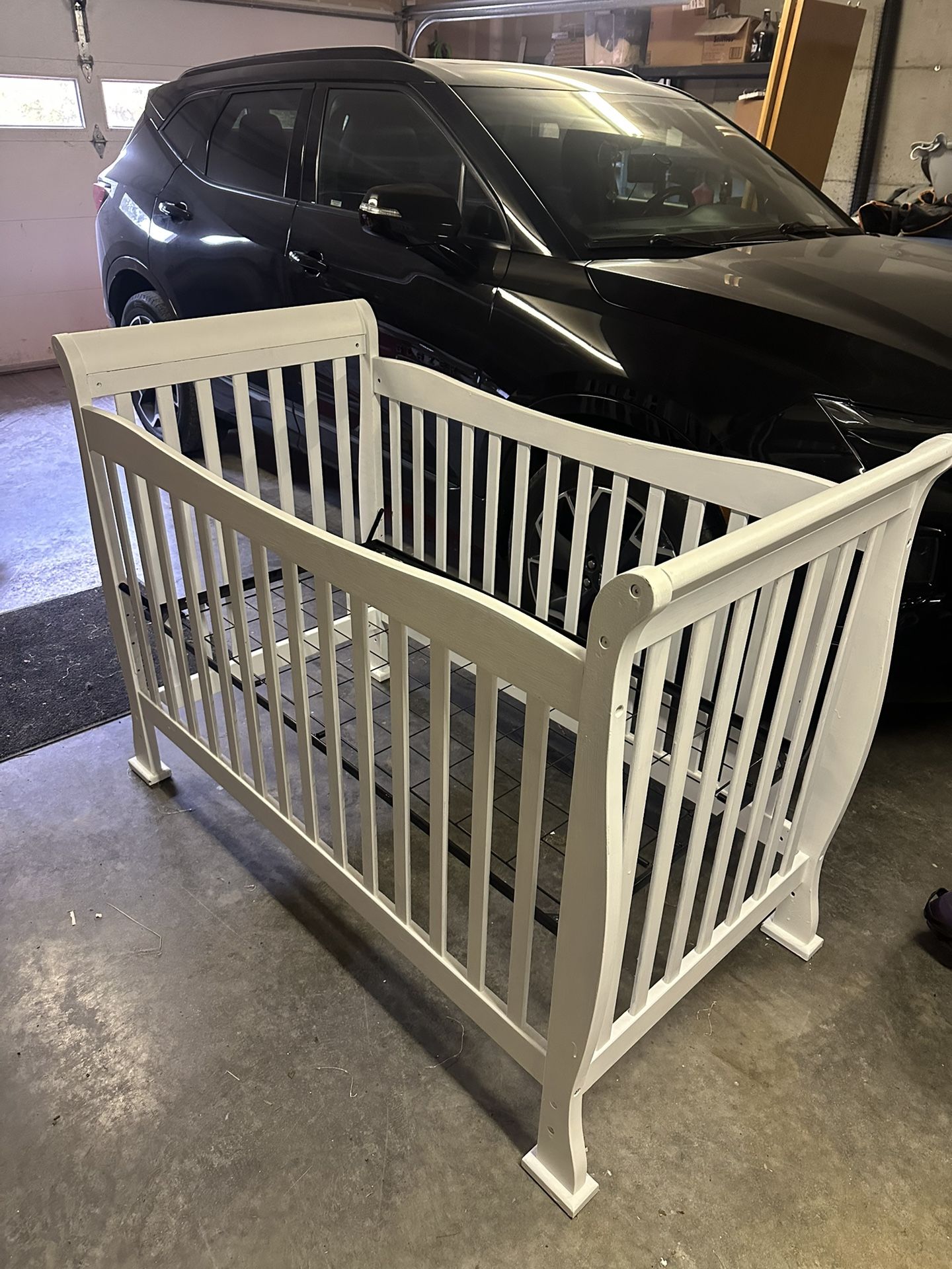 White Baby Crib + Mattress