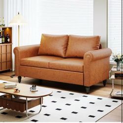 ❤️ 57 Loveseat Sofa,2 Seat Couch with Leathaire Fabric