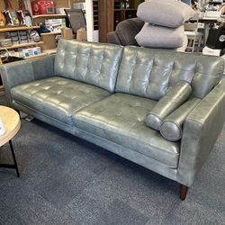 Green Harnstine Leather Sofa 