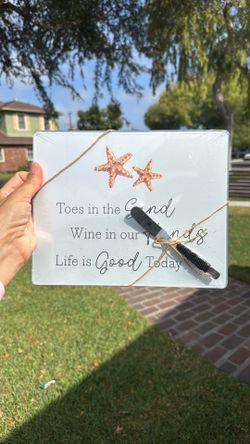 Beach themed glass cutting board with starfish