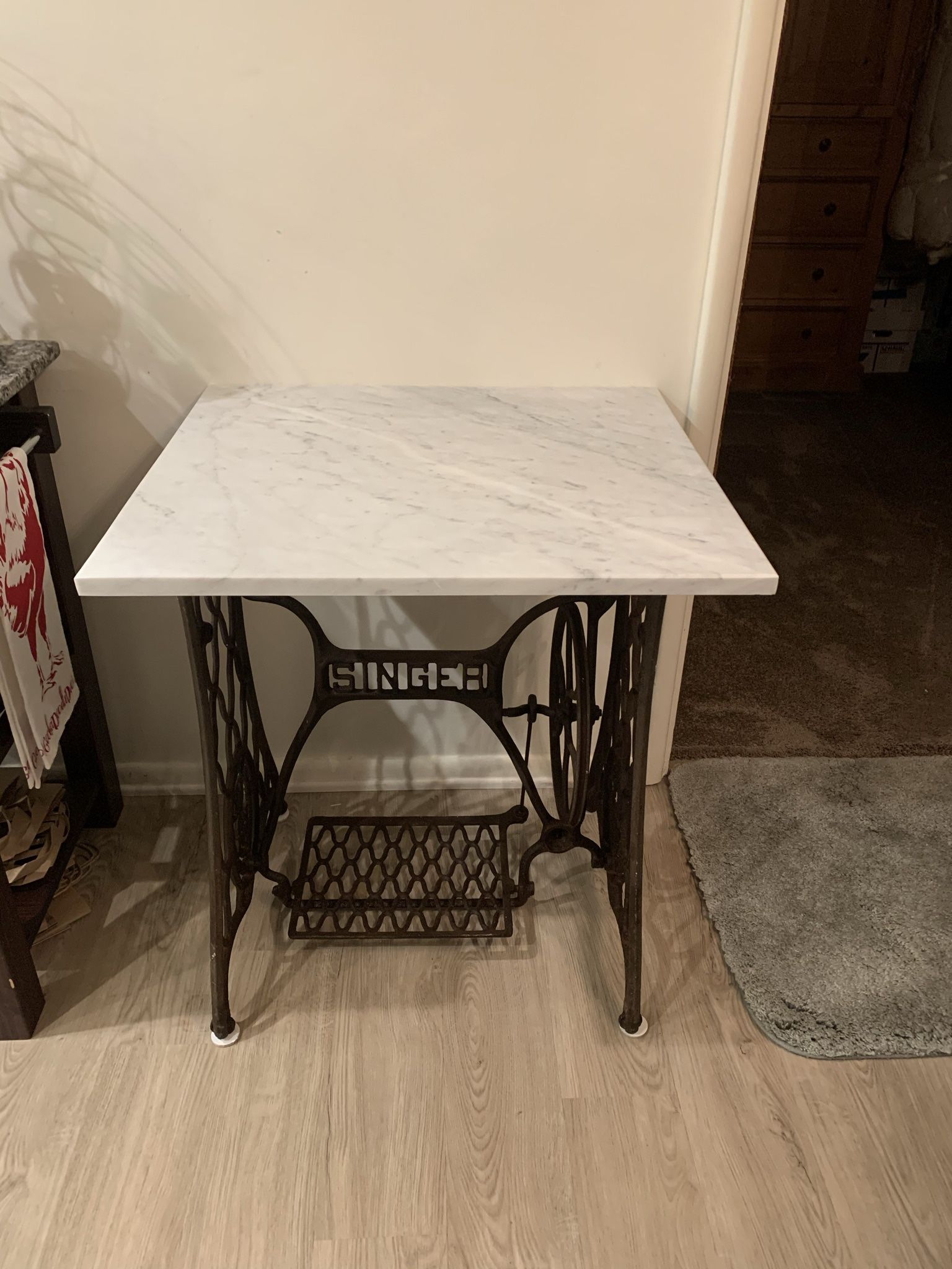 Vintage Singer Base With Marble Top
