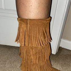 Real Suede Moccasins With Fringes