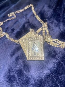 Vintage Large ace 20 inch chain, silver rhinestones