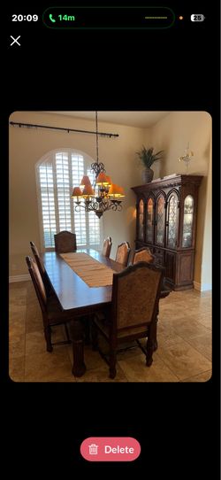 Formal dining table with 8 chairs and china cabinet  hutch