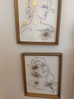 Set of 2 Modern Floral Woman Wall Art