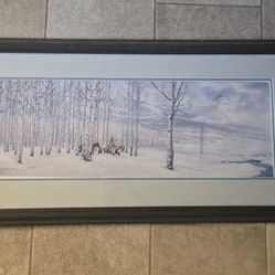 VTG 1992 S/N Signed Mark Silversmith MID-WINTER PASSAGE Native American Framed 37x19