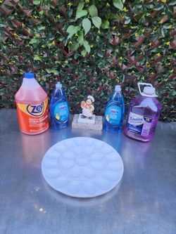 Counter figurine ....cocktail party platter & detergent. ...all 6 items new..all 6 items for only $15