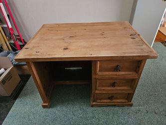 Heavy Rustic Wood Desk – 3 Drawers – Mexican/Southwestern Style