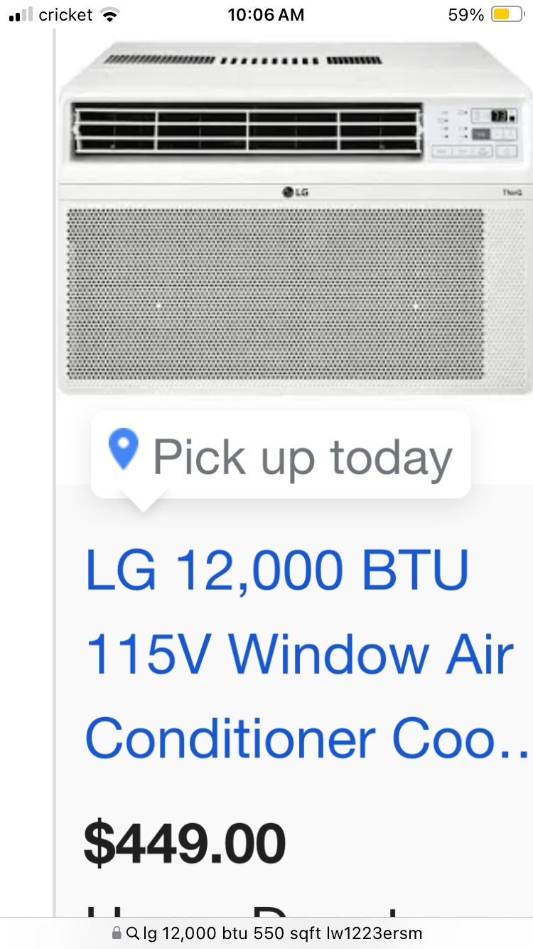 LG 12,000 BTU 550 Sqft Large Room Window AC Unit LW1123ERSM NEW!