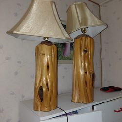 Ceder Log Table Lamps