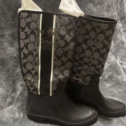 Black Coach Rain Boots Size 8