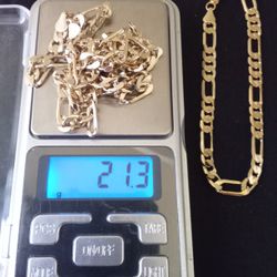 Gold 18k Plated Figaro Necklace Chain And Bracelet 