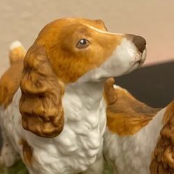 Home Interiors English Springer Spaniel Dogs Figurine Endearing Companions Ceramic Retired 2001