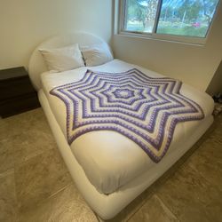 Queen Size White Soft Bed Frame and Headboard