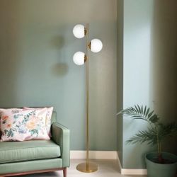 64” Modern Brass Floor Lamp – Gold - 2 Available