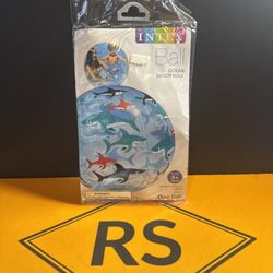 Intex Ocean Beach Ball Sharks 20" Red Blue Gray Ages 3+ Inflatable Pool Toy NEW