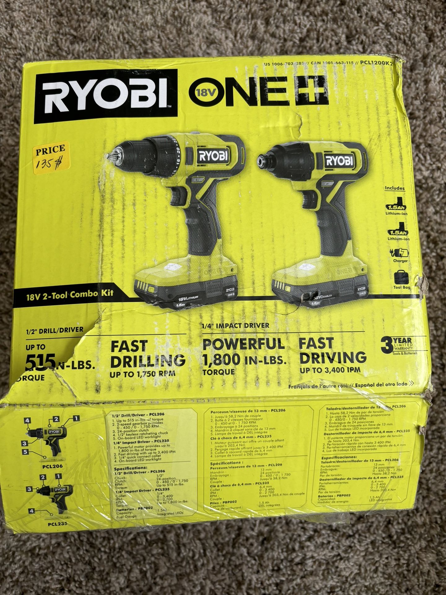 Kit 2 Tool Drill And Impact Driver With Charger And 2 Batteries