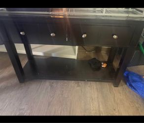 Black Wood Console Table with Drawers