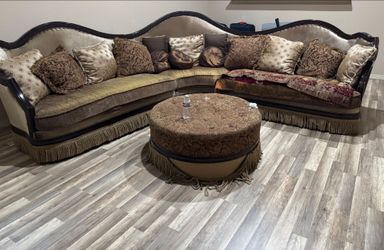 Persian silk 3 piece sectional sofa set with leg rest