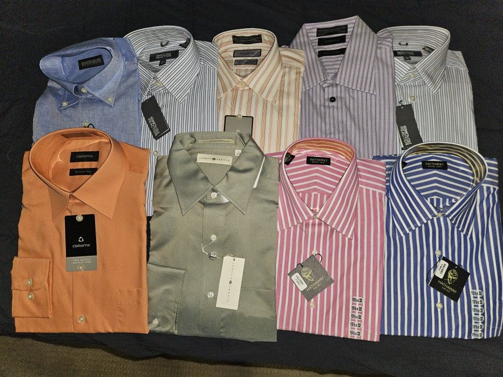 NEW DRESS SHIRTS MIXTURE OF 15 Sleeve 32/33 AND SOME 15 1/2 Sleeve 32/33