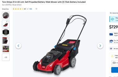 New Toro Stripe 21-in 60-volt, Self-Propelled Battery Walk Lawnmower Electric Lawn Mower w/ 7.5ah battery